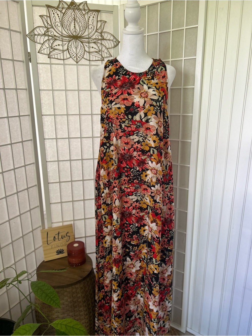 Natural Life Autumn Floral Maxi Dress NWT Medium